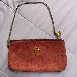 Authentic Cartier Must Line Bordeaux Leather Small Pouch with chain